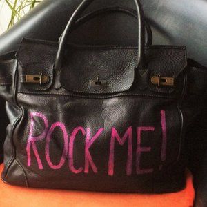 Genuine Leather Bag Custom Paint VTG Kelly Style